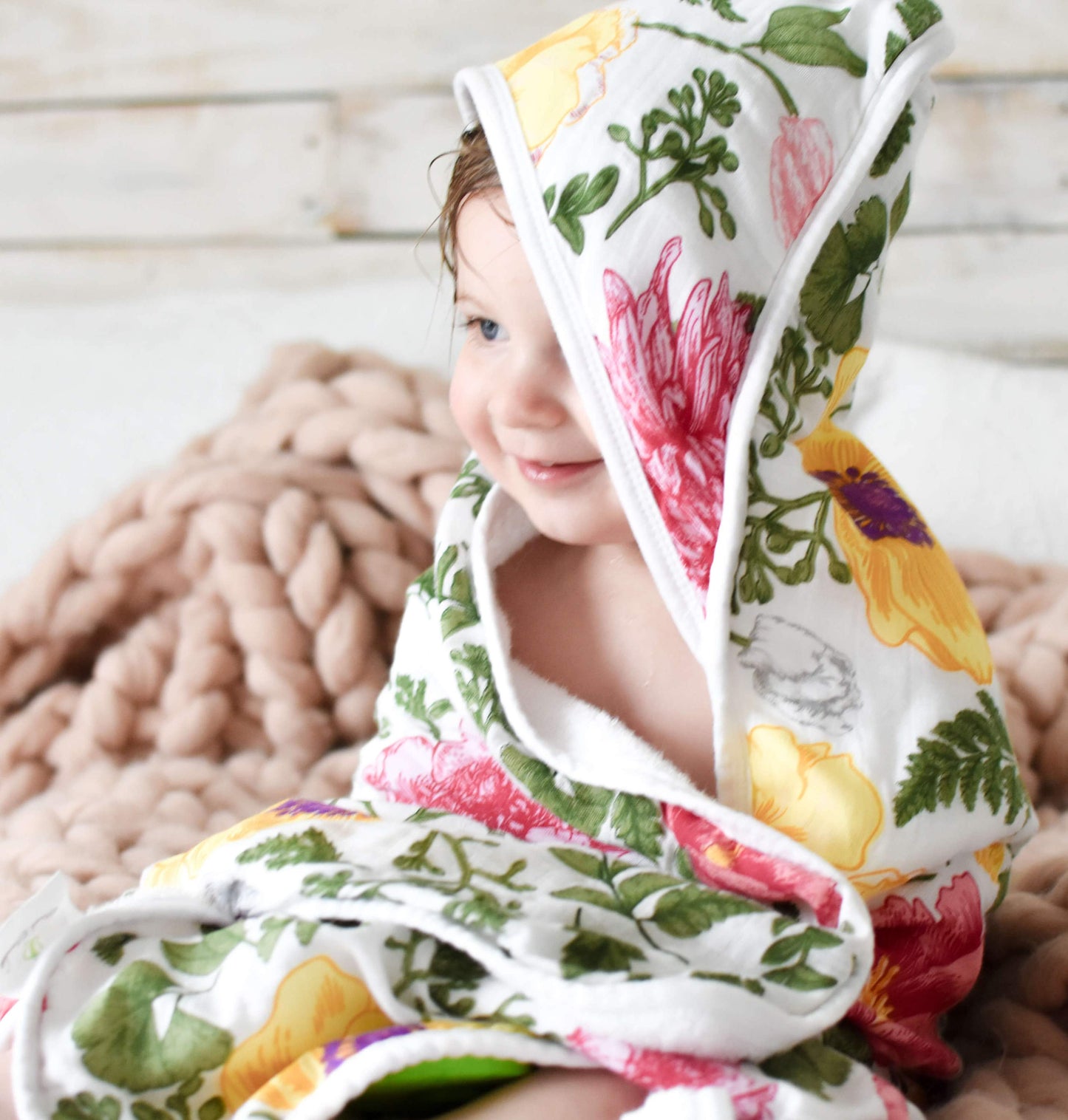 Bamboo Viscose Baby Hooded Towel Floral Print