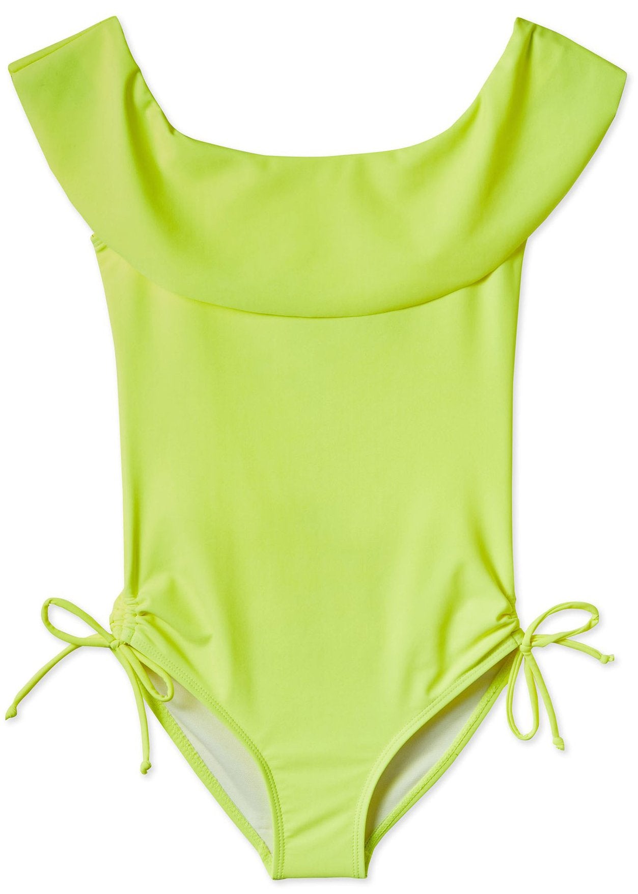 Neon Yellow Draped Swimsuit