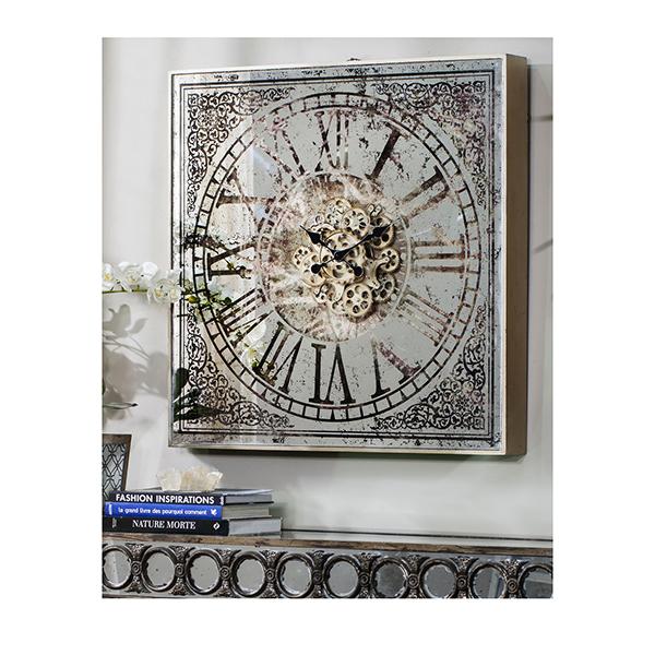 Large Square Mirror Wall Clock