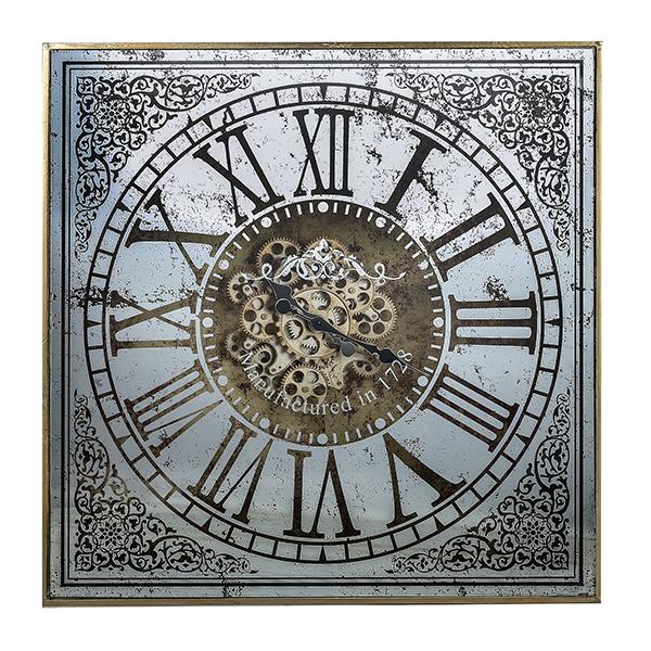 Large Square Mirror Wall Clock