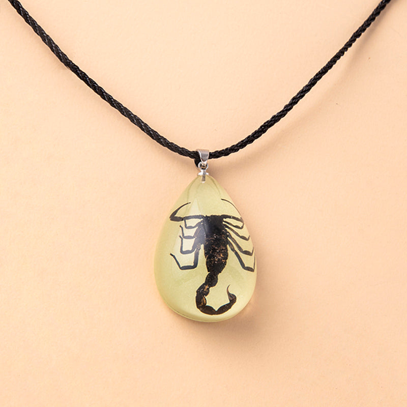 Scorpion Luminous Necklace Animal Resin Water Drop Pendant Necklaces