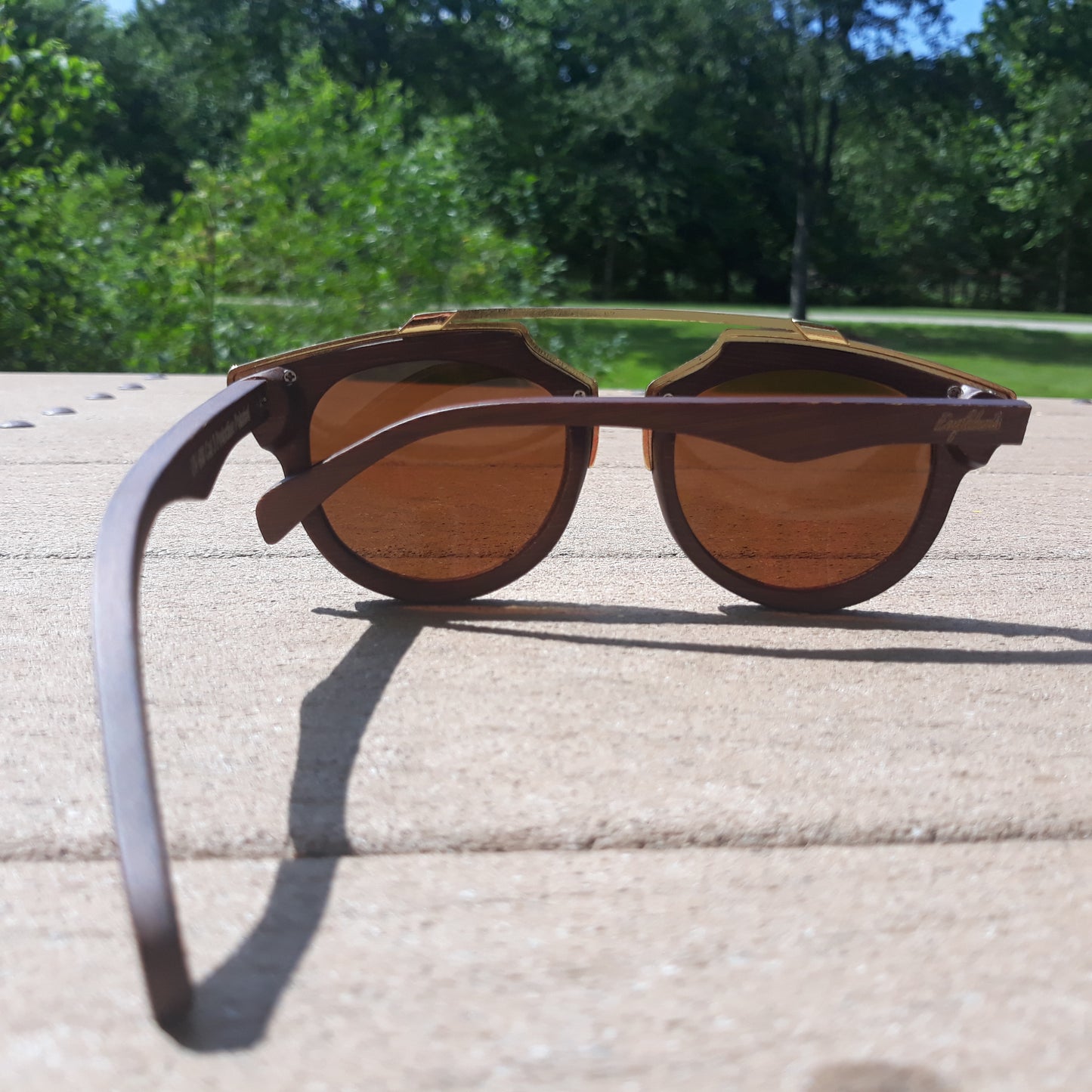 Cherry Wood Full Frame, Polarized with Gold Trim, Handcrafted