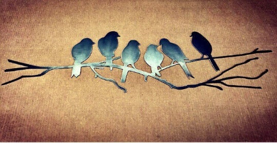 Perching Love Birds - Metal Wall Art