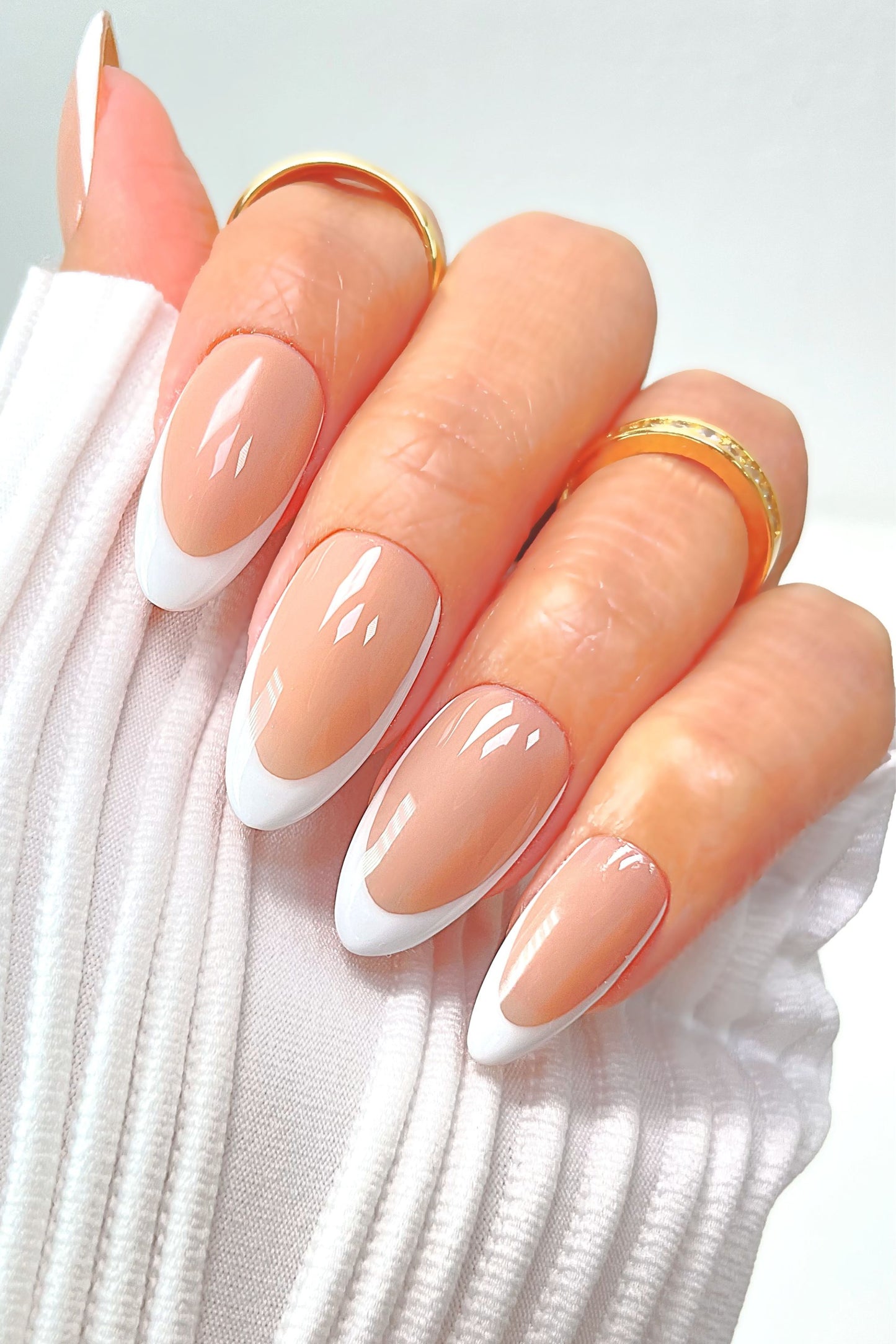 French Manicure Press On Nails Set
