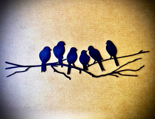 Perching Love Birds - Metal Wall Art