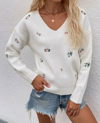 Loose Flower Knit Bottoming Sweater