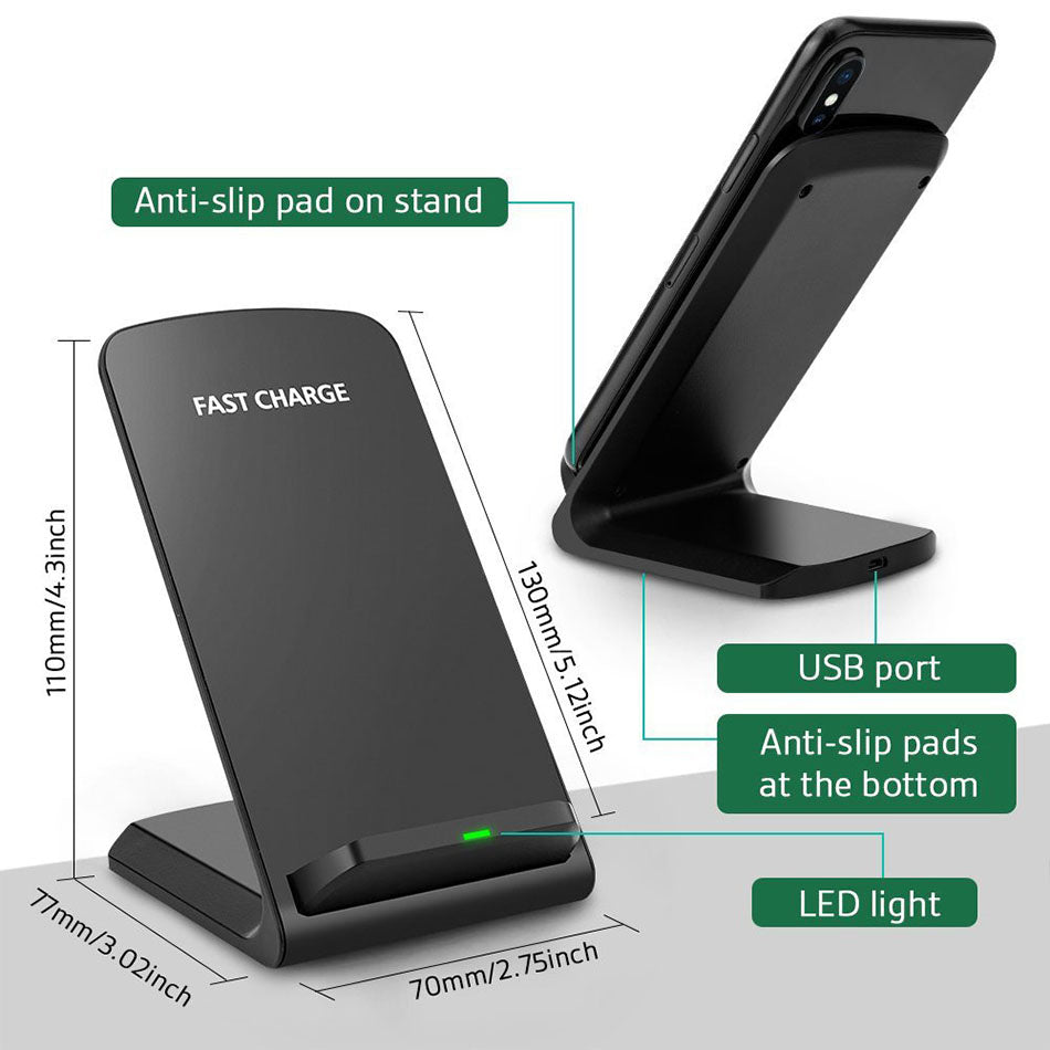 Fast Charging Vertical Wireless Charger Phone Desktop Stand