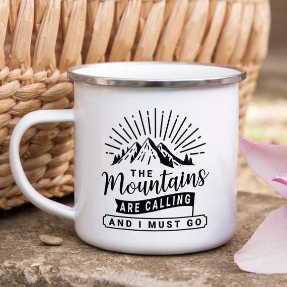 Mountain Mug Enamel Mug Wanderlust Camping Mug The