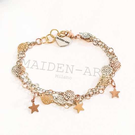 Lucky Charm Star Bracelet in 18kt Gold Plated, Rose Gold and Silver