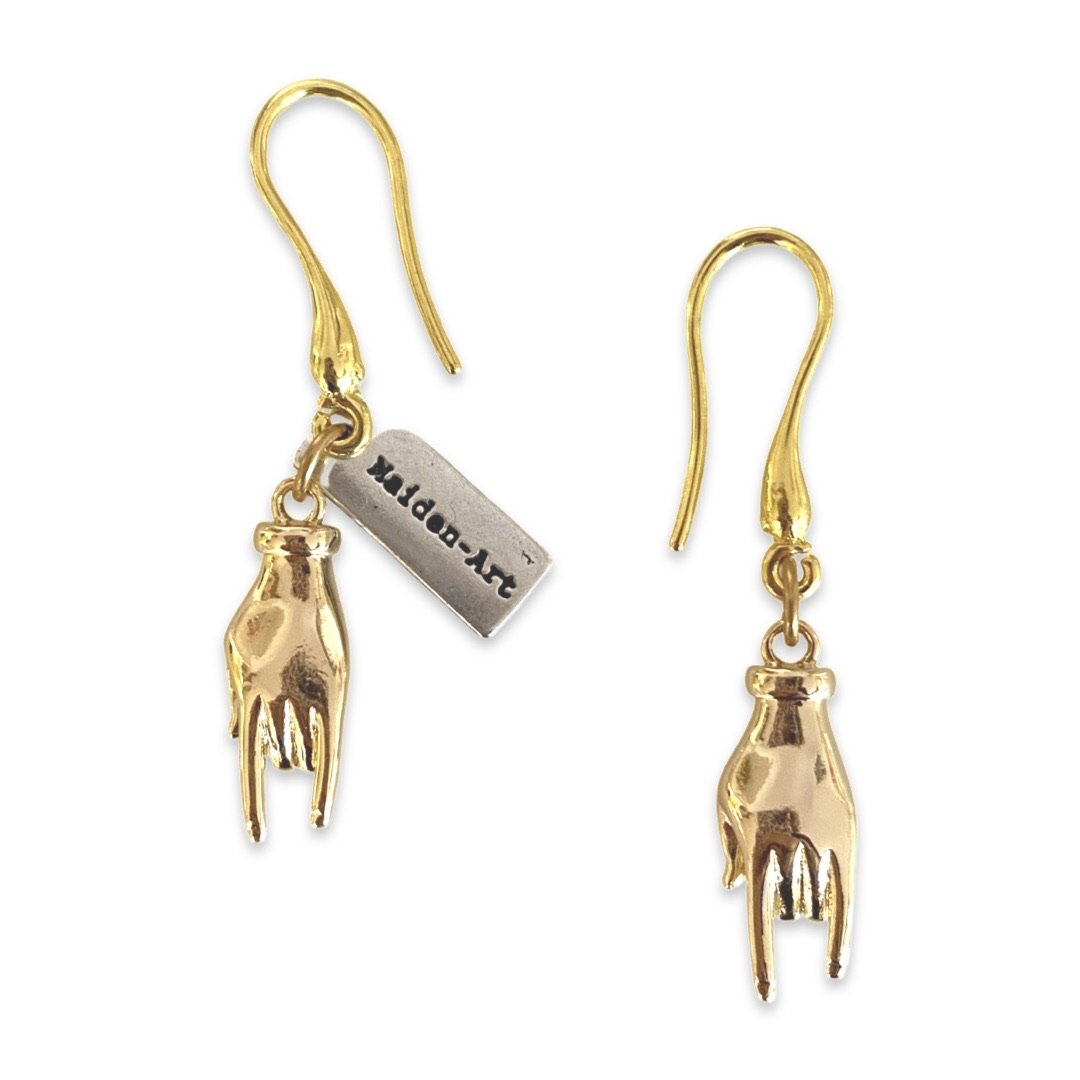 Lucky Earrings in Gold. Hand Making Horns Earrings in Gold.