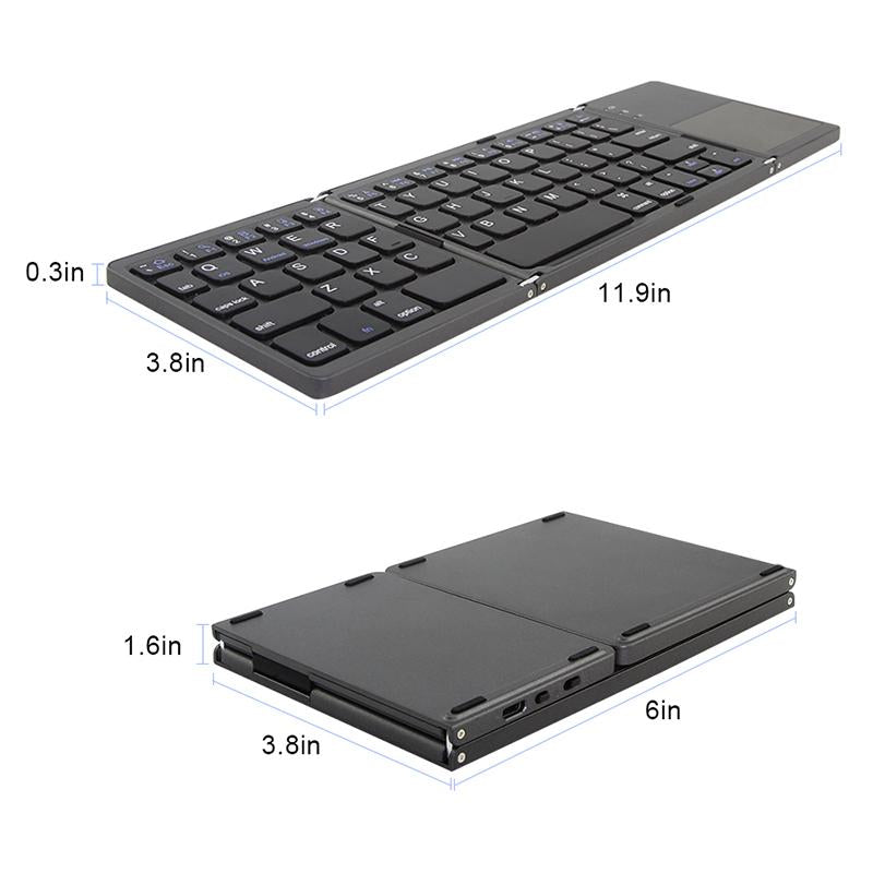 Portable Triple Folding Bluetooth Keyboard Wireless