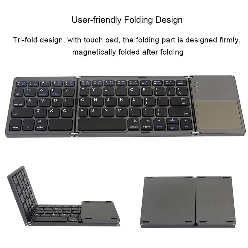 Portable Triple Folding Bluetooth Keyboard Wireless