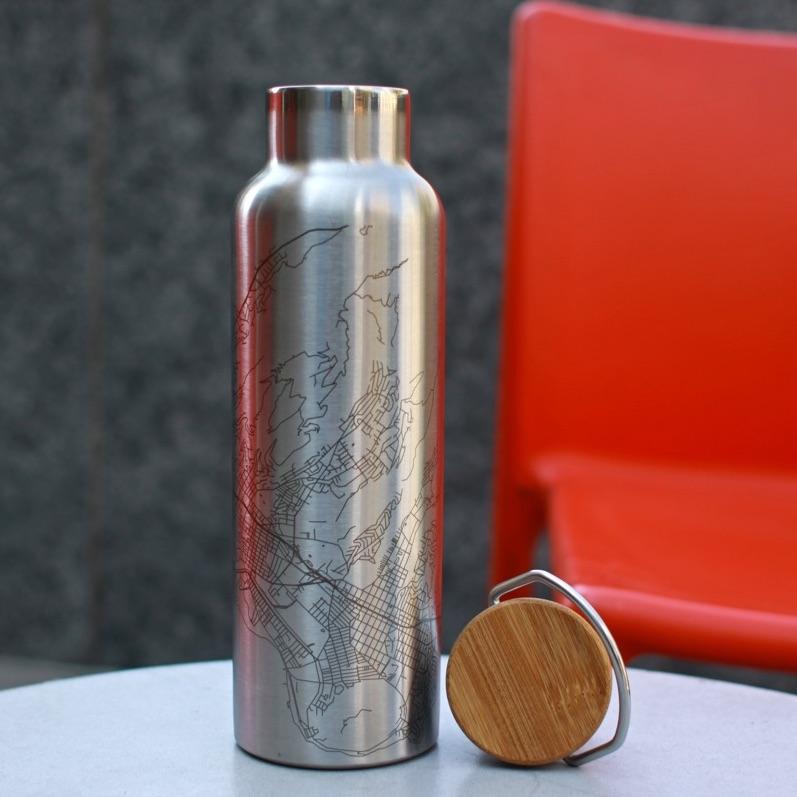 Salt Lake City - Utah Map Bottle with Bamboo Top