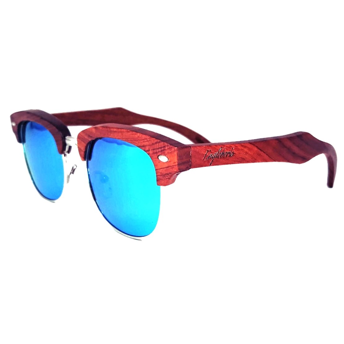 Brazilian Pear Wood Sunglasses With Ice Blue Lenses