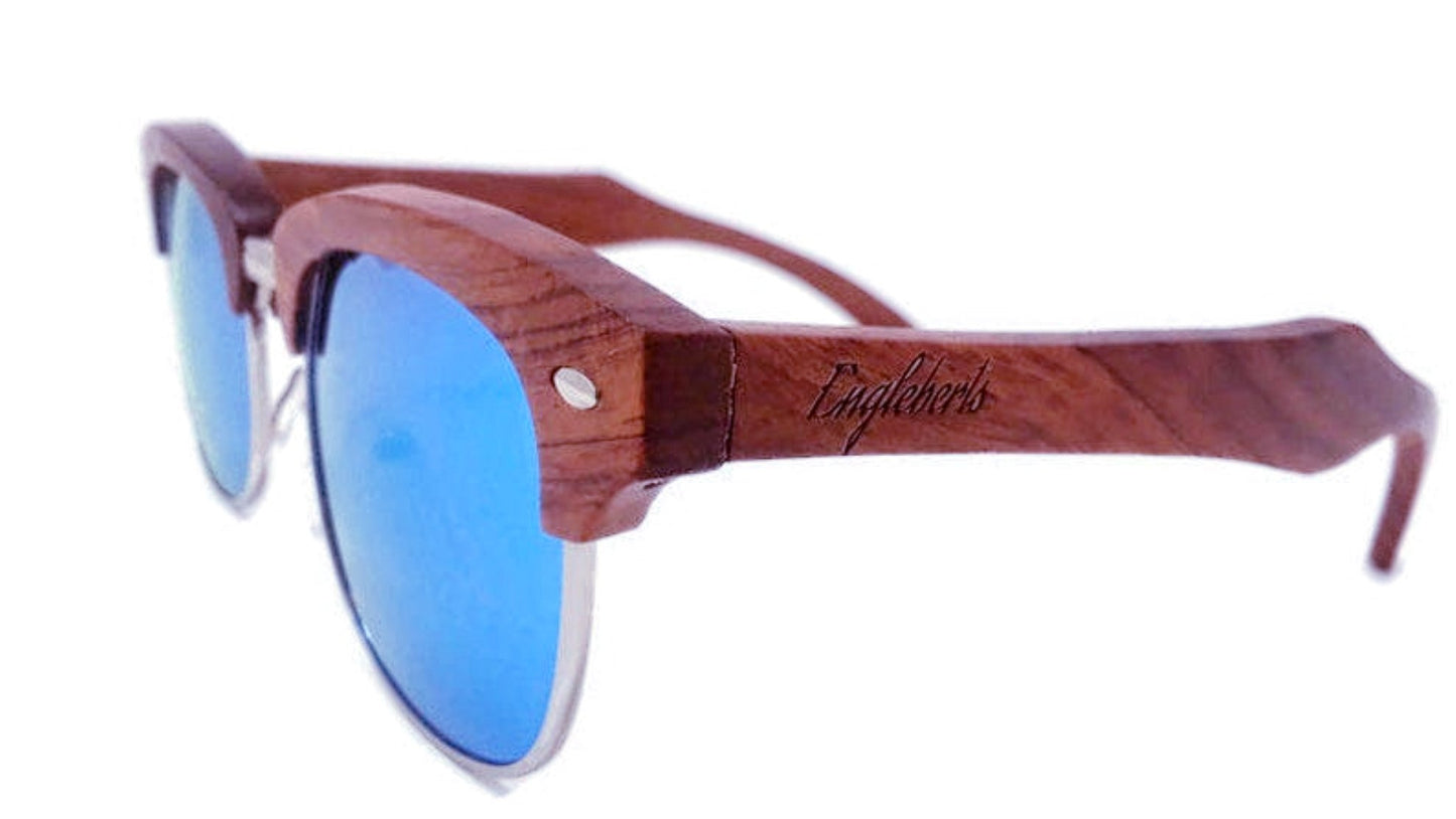 Brazilian Pear Wood Sunglasses With Ice Blue Lenses