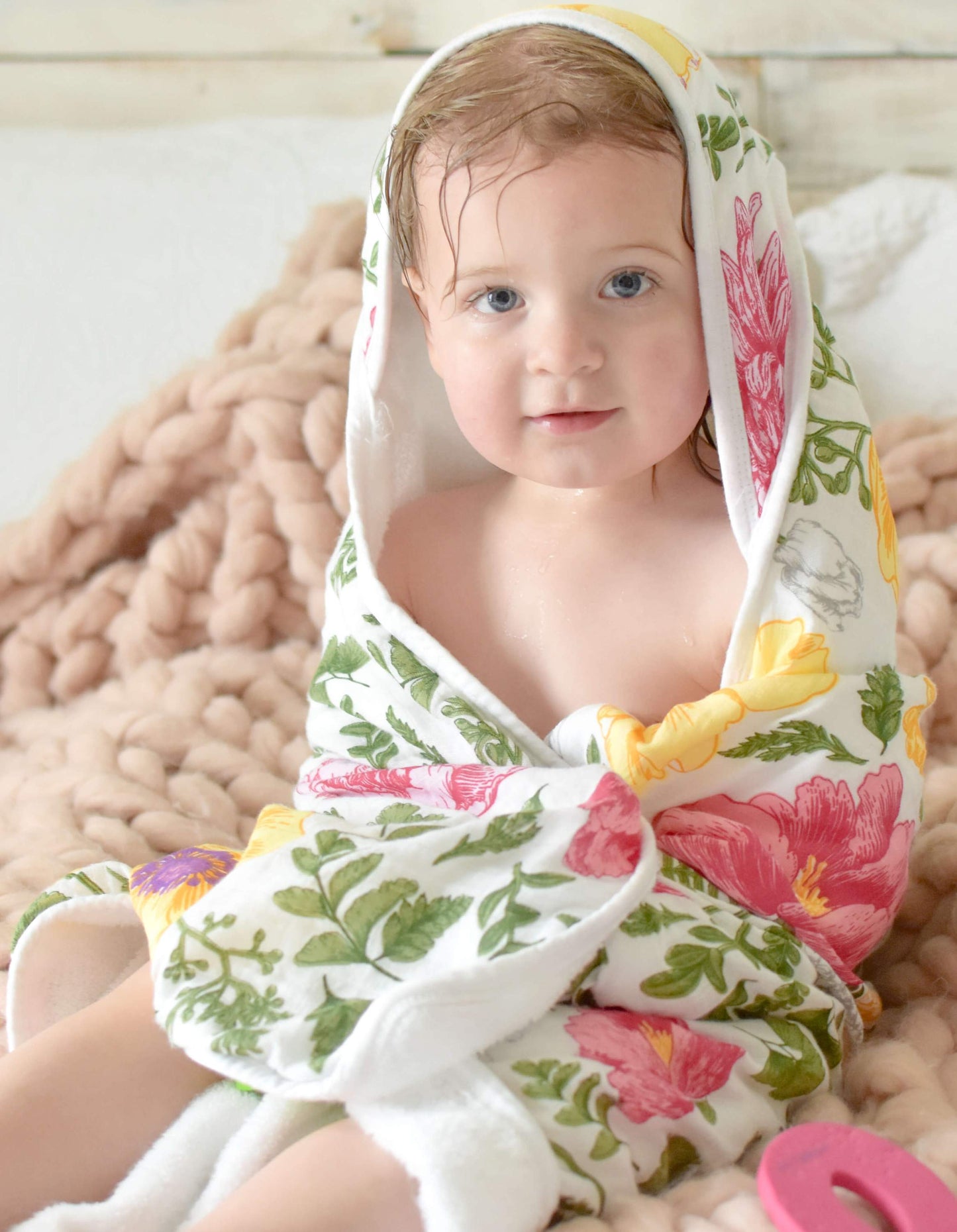 Bamboo Viscose Baby Hooded Towel Floral Print