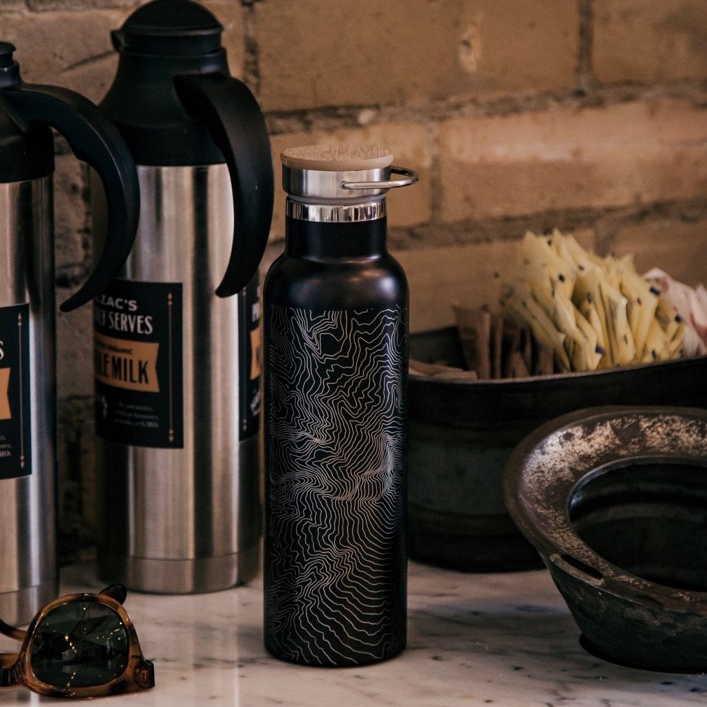 Taylorsville - Utah Map Bottle with Bamboo Top in Matte Black