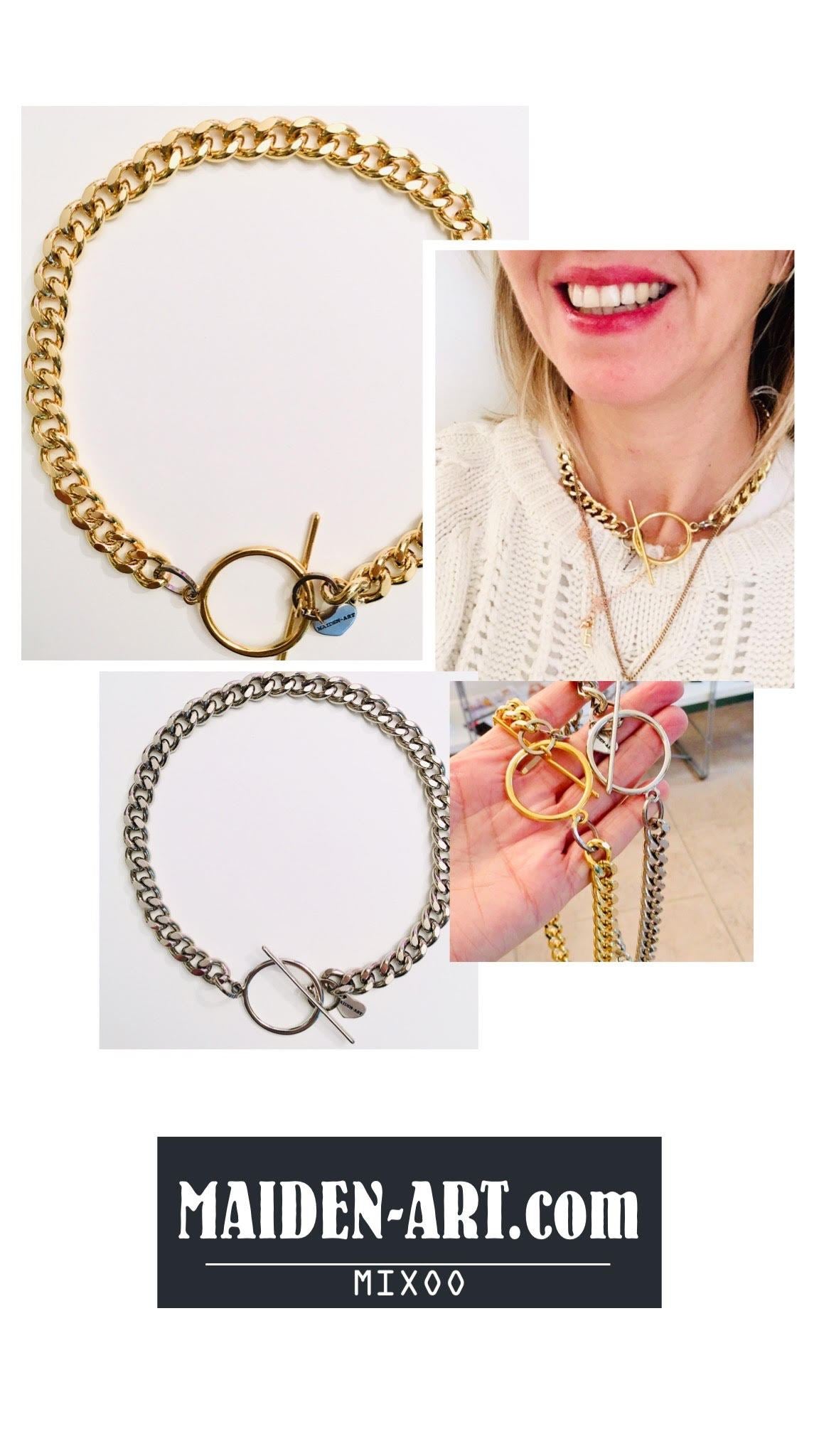 Curb Chain Choker Necklace in Gold or Silver