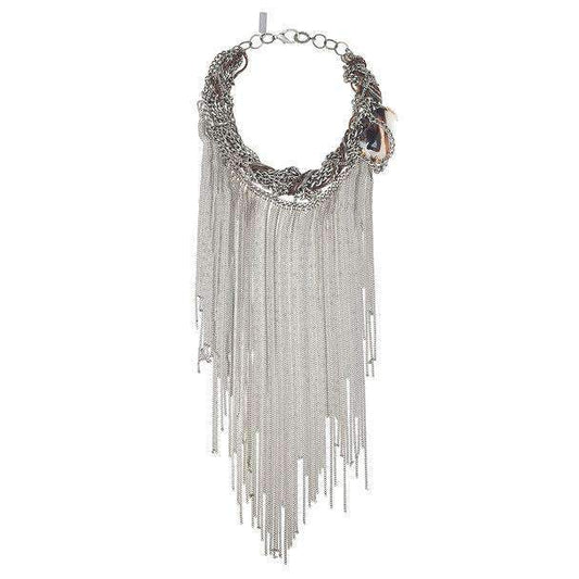 Fringes Statement Necklace with Agate Stone.