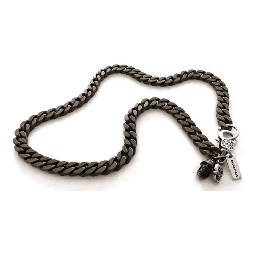 Silver skull and chain mens necklace. Mens gift, Gift for Men.