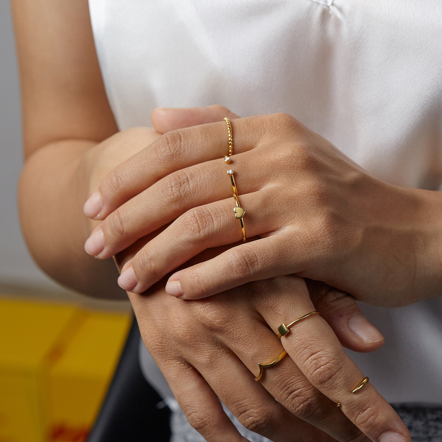 Minimalist Heart Gold Ring Silver Dainty Ring