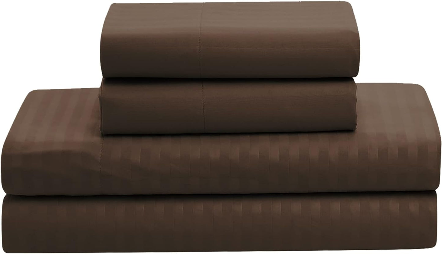 Twin Comforter Set 6 Piece Bed in a Bag with Bed Skirt, Fitted Sheet, Flat Sheet, 1 Pillowcase, and 1 Pillow Sham, Twin, Dobby Chocolate