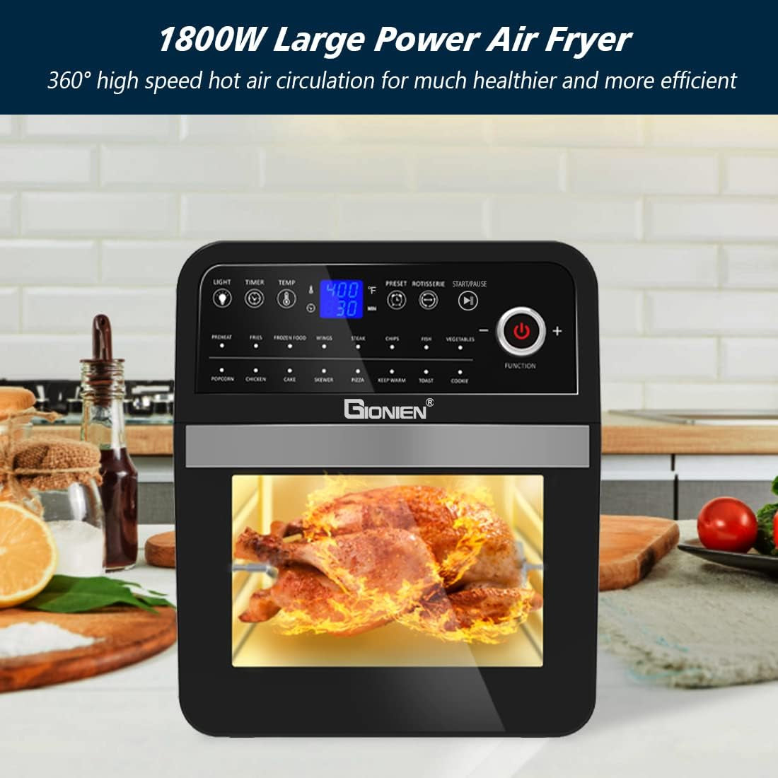 Air Fryer XL 12.5 Quart  Large Air Fryer Oven with 16 Preset Function Instant Pot Air Fryer,Knob & Touch Control,12.5 QT,1800W