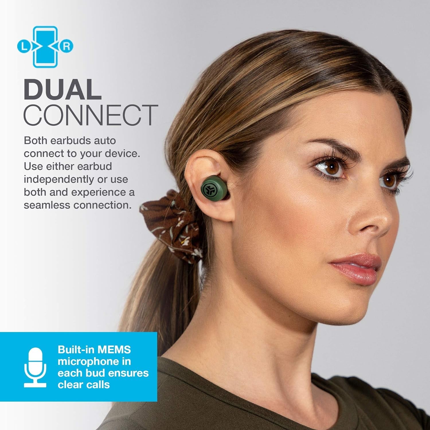 Go Air True Wireless Bluetooth Earbuds + Charging Case, Green, Dual Connect, IP44 Sweat Resistance, Bluetooth 5.0 Connection, 3 EQ Sound Settings Signature, Balanced, Bass Boost