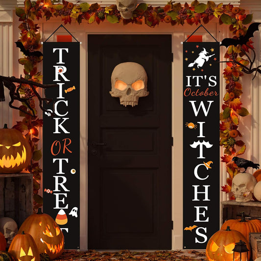 Halloween Decorations Outdoor | Trick or Treat & It'S October Witches Front Porch Banners for Halloween Porch Decor | Fall Decor Indoor