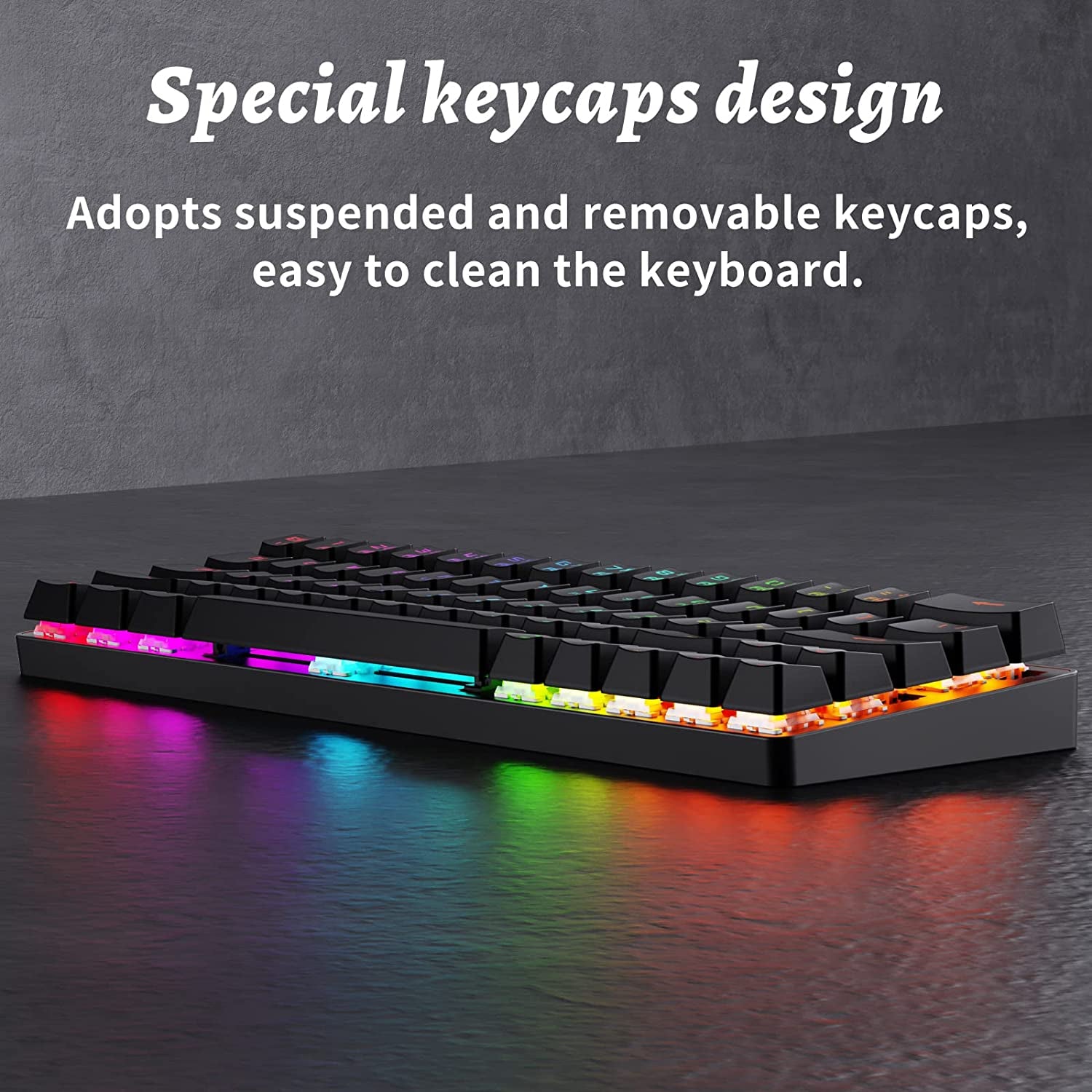 DK63 60% Wireless Mechanical Keyboard, RGB Backlit Bluetooth Gaming Keyboard Wired Dedicated Arrow Keys, Compact 63 Keys Mini Keyboard, Full Keys Programmable - Blue Switch