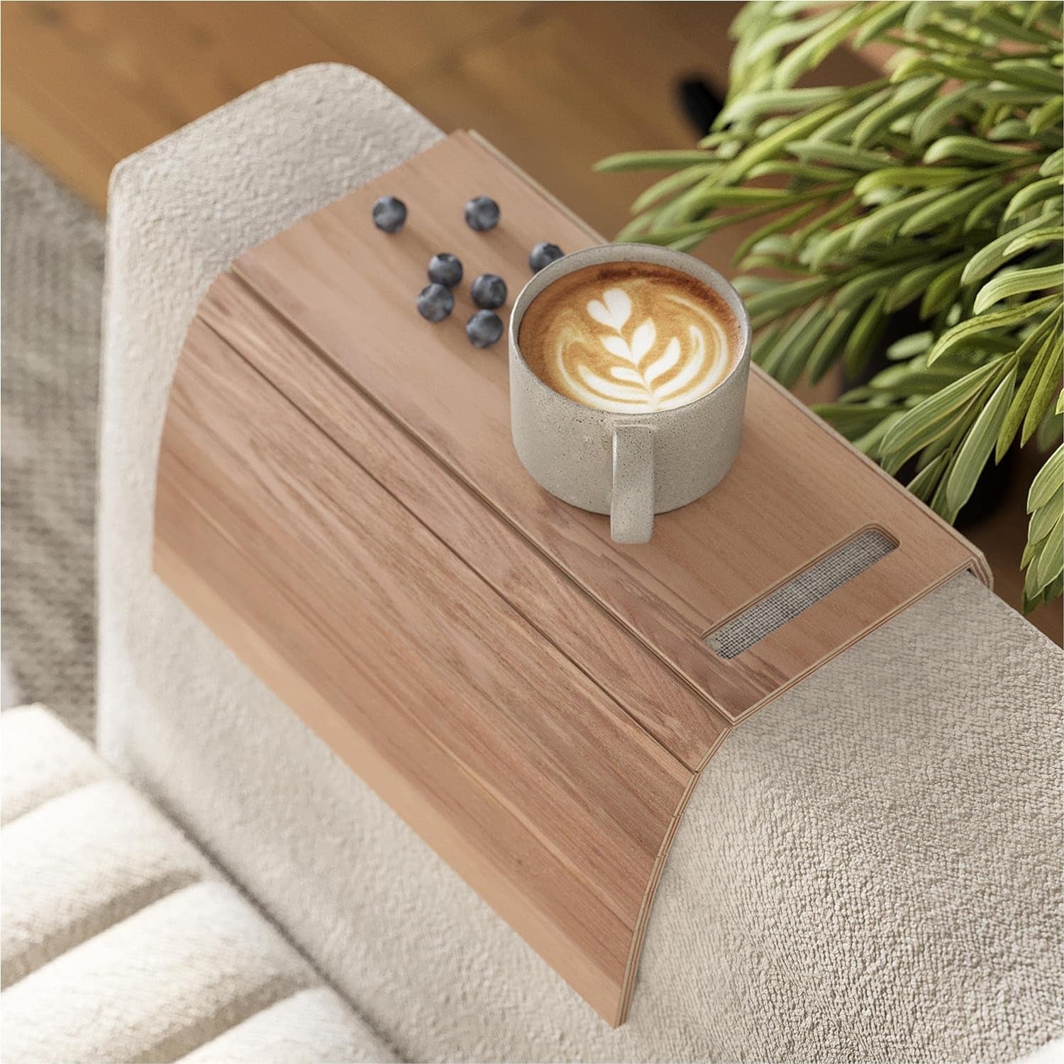 Sofa Arm Tray Table Couch Bedside Wood Coaster Coffee Cup Foldable Armrest Caddy End Protector Folding Living Room Furniture Mat Tv Chair Tables Trays with Phone Holder