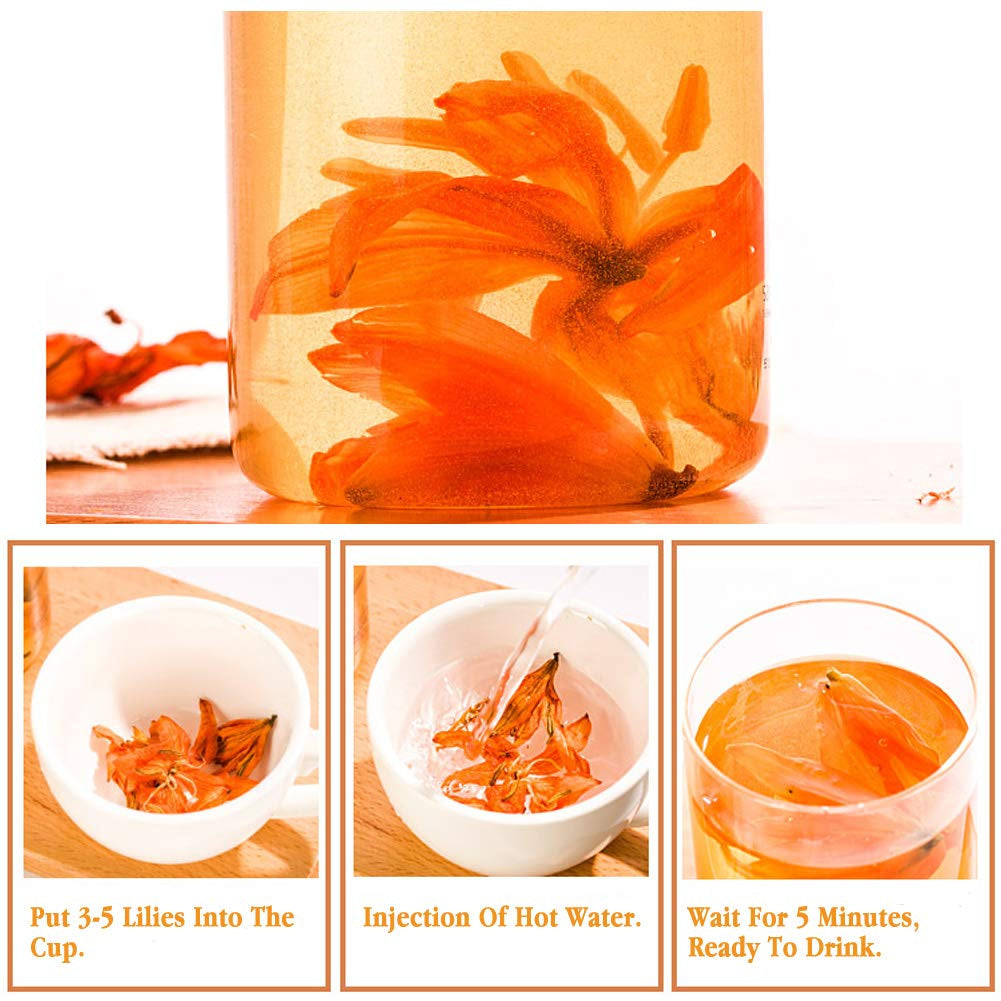 100% Pure Natural Lily Tea, Premium Lilies, Dried Organic Health Lily Flower Tea 35G