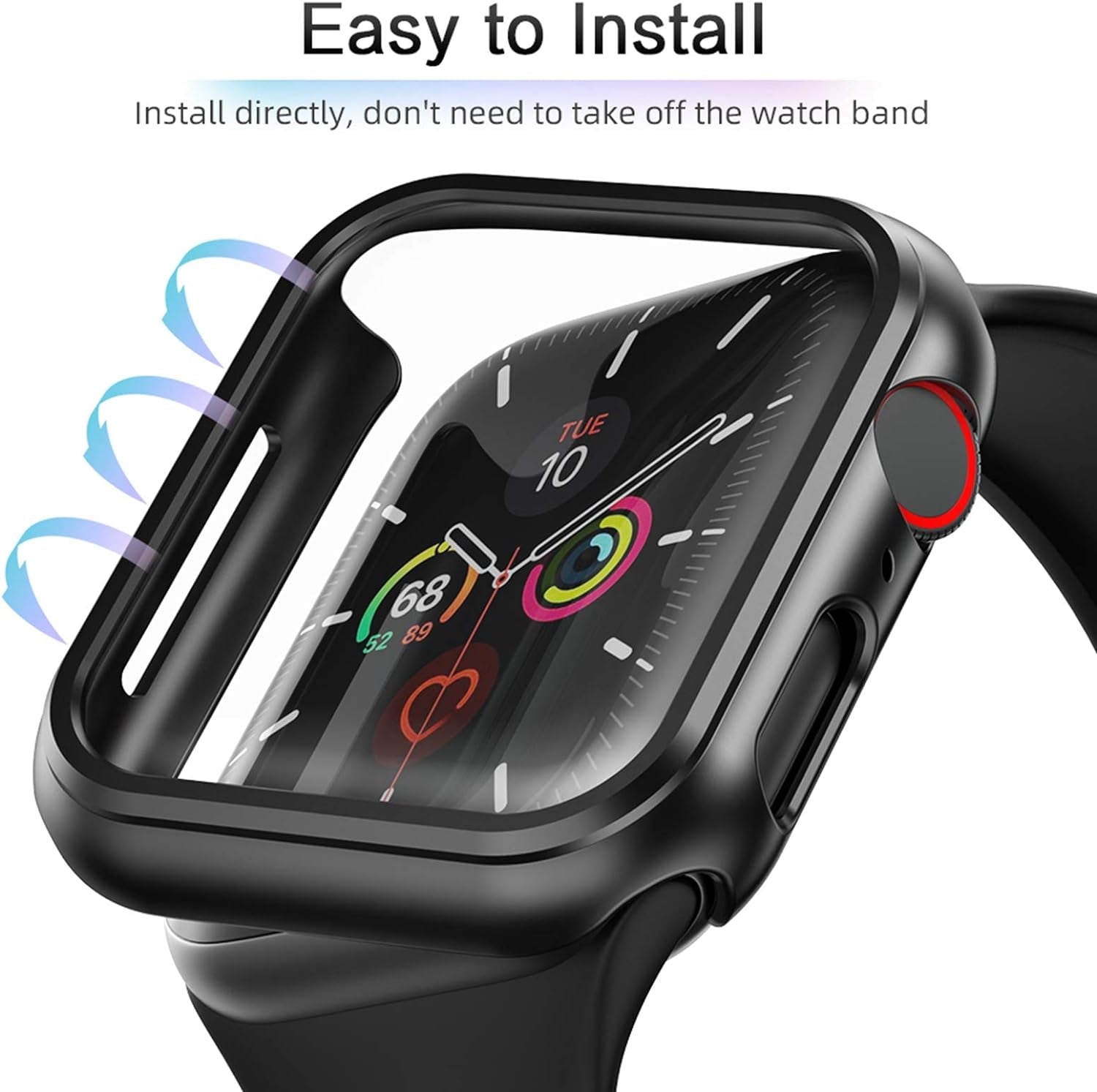 2 Pack Hard Case for Apple Watch Series 6/5/4/SE 44Mm with Screen Protector, Slim Bumper Touch Sensitive Full Coverage Case Thin Cover Compatible with Iwatch 44Mm