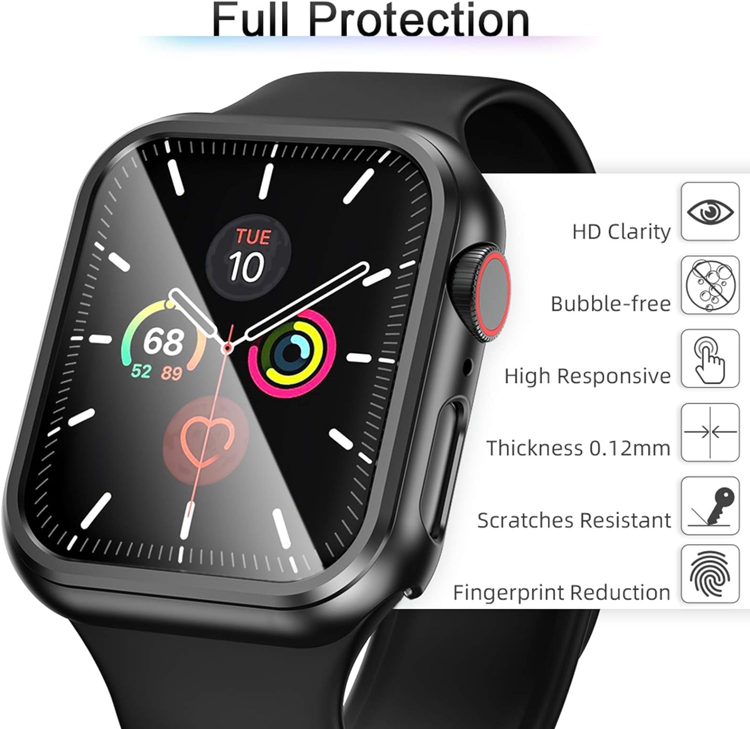 2 Pack Hard Case for Apple Watch Series 6/5/4/SE 44Mm with Screen Protector, Slim Bumper Touch Sensitive Full Coverage Case Thin Cover Compatible with Iwatch 44Mm