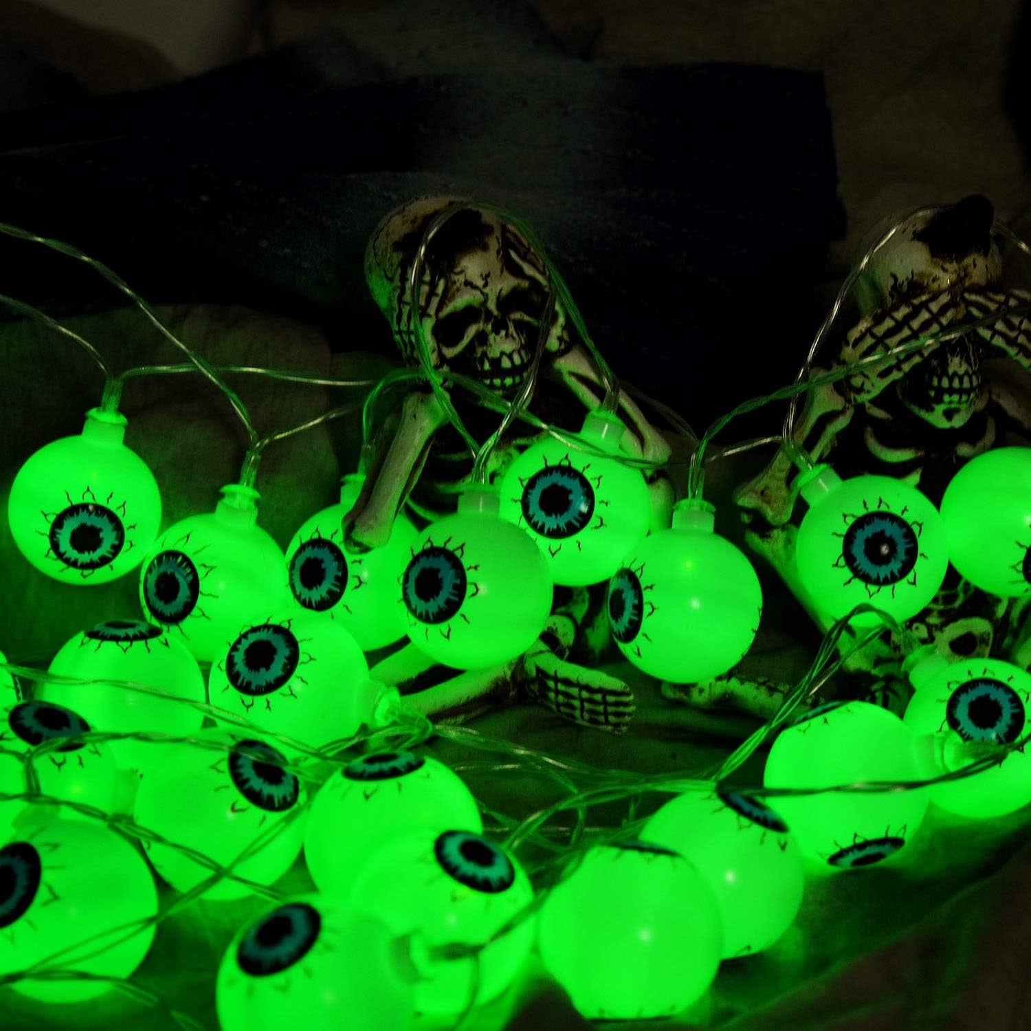 Halloween Eyeball String Lights, Halloween Decoration Cute Scary with 30 LED Eyeballs，Waterproof 8 Modes Twinkle Lights，Halloween Indoor/Outdoor for Party, House, Yard, Garden Decorations (Green)