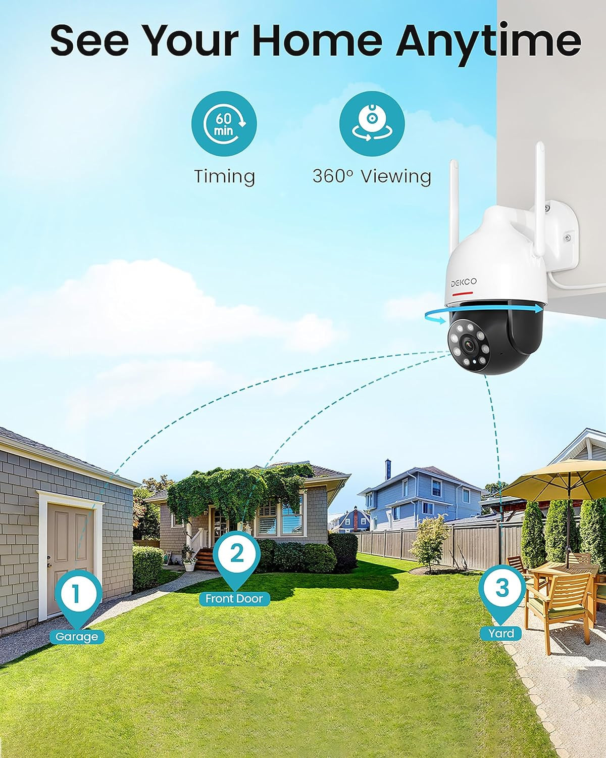 2Packs, 2K Wifi Outdoor Security Cameras Pan-Tilt 360° View, 3MP Surveillance Cameras with Motion Detection and Siren, 2-Way Audio, Full Color Night Vision, Waterproof