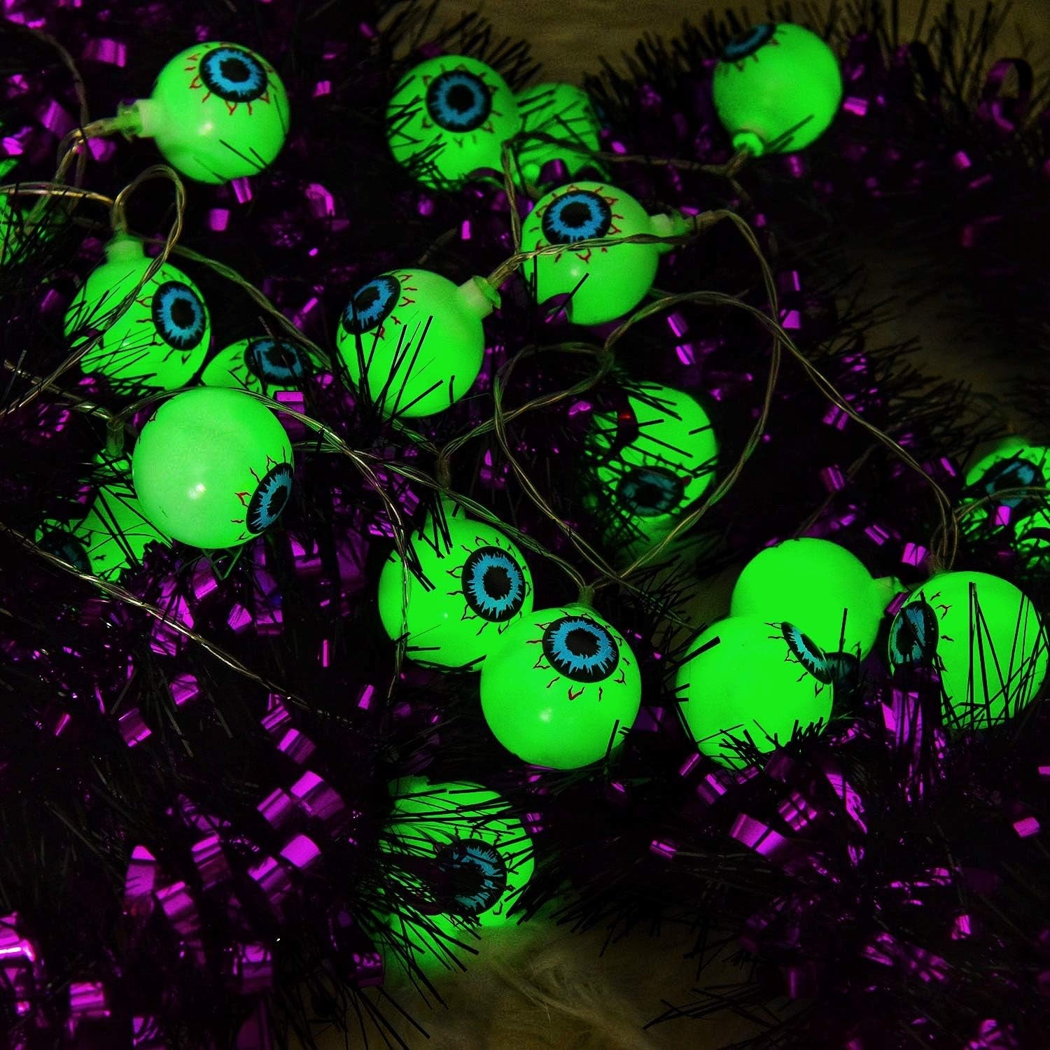 Halloween Eyeball String Lights, Halloween Decoration Cute Scary with 30 LED Eyeballs，Waterproof 8 Modes Twinkle Lights，Halloween Indoor/Outdoor for Party, House, Yard, Garden Decorations (Green)