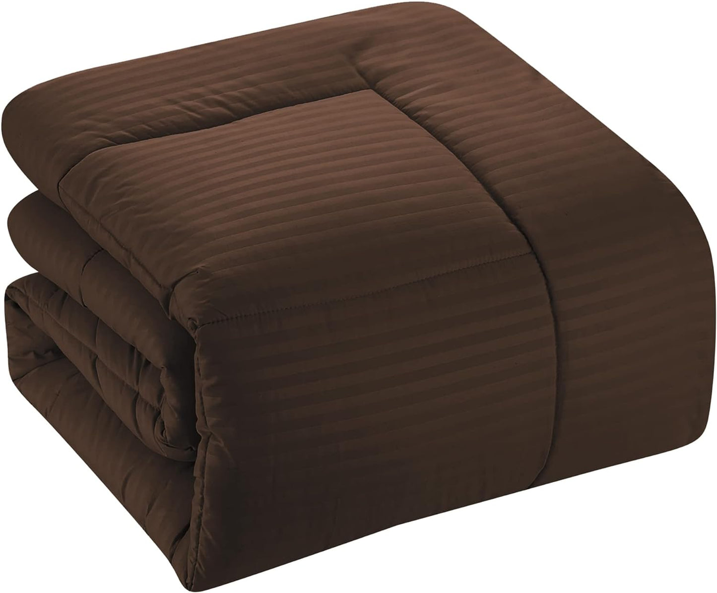 Twin Comforter Set 6 Piece Bed in a Bag with Bed Skirt, Fitted Sheet, Flat Sheet, 1 Pillowcase, and 1 Pillow Sham, Twin, Dobby Chocolate