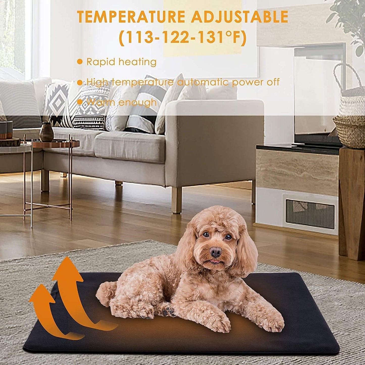 Pet Heating Pad for Cats,Dog Heating Pad Temperature Adjustable Electric Heated Pet Bed Mat with Timer,Waterproof Pet Heating Pads Cat Warming Pad