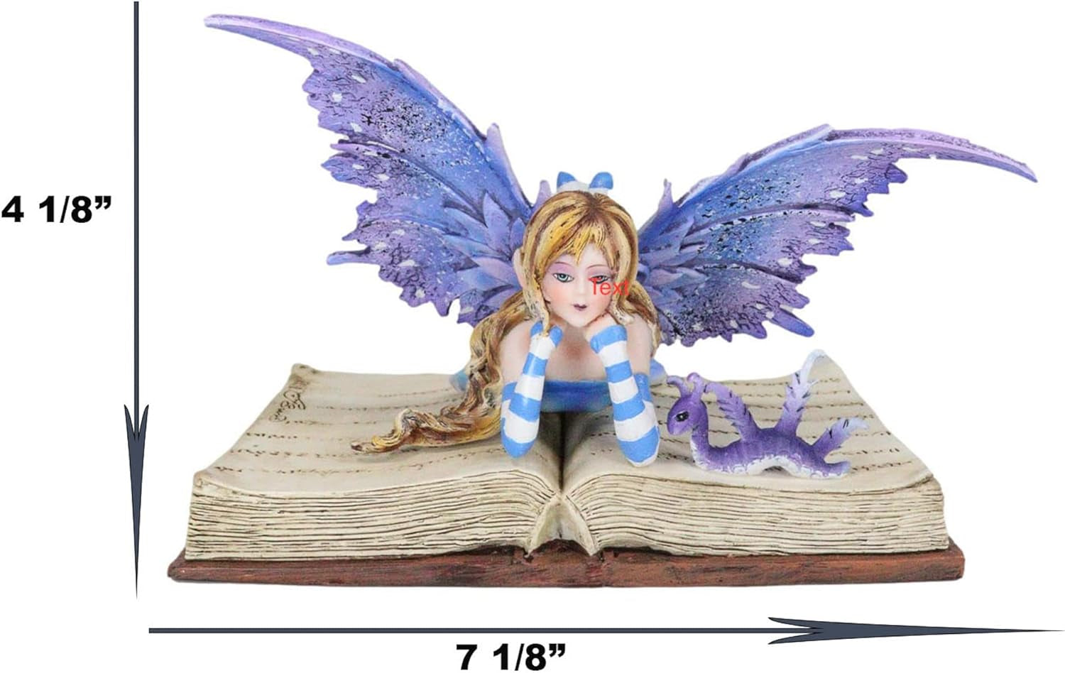 Ebros Amy Brown Purple Lavender Book Worm Fairy with Pet Dragon Statue 7.25" Long Fantasy Mythical Reading Faery FAE Magic Watercolor Collectible Decor Figurine